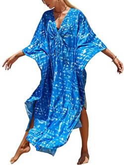 SEAUR Damen Bikini Cover Up Sommer Maxi Strandkleid Strandponcho Boho Kimono Lang Strand Kaftan Leicht Dünn Pareos Tunika von SEAUR