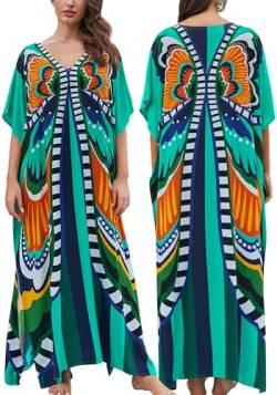 SEAUR Damen Bohemian Kleid Maxi Kimono Strand Kaftan Lang Boho Kleid Sommerkleid Strandkleider von SEAUR