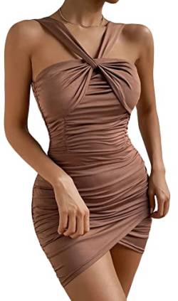 SEAUR Damen Minikleid Spaghetti Kleid Sommer Figurbetontes Kleid Sexy V-Ausschnitt Cami Kleider Schwarz Partykleid Abendkleid XS-L - M von SEAUR