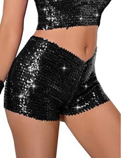 SEAUR Damen Pailletten Shorts Glitzer Tanzshorts High Elastic Hot Pants für Club Bar Party Tanz - S von SEAUR