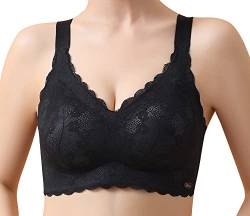 SEAUR Damen Spitze Bustier Ohne Bügel BH Push Up Bralette Verstellbarer Schultergurt Bra Dünn Atmungsaktiv Unterwäsche von SEAUR