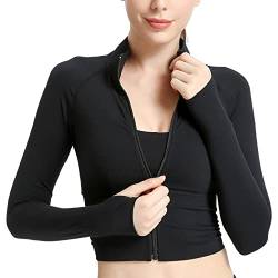 SEAUR Damen Sweatjacke Dünn Laufjacke Stehkragen Sportjacke Joggen Yoga Jacke Reißverschluss Trainingsjacke Atmungsaktiv Sweatjacke Sommer - L von SEAUR