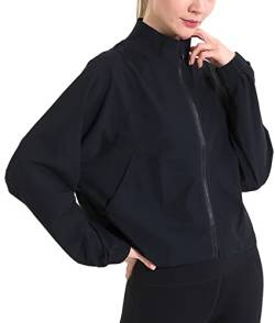 SEAUR Damen Sweatjacke Schwarz Dünn Atmungsaktiv Sportjacke UPF 50+ Trainingsjacke Sommer Sweatjacke Fitness Yoga Jacke - XL von SEAUR