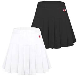 SEAUR Faltenrock Kinder Mädchen Schule Uniform Rock mit Shorts Sportrock Einfarbig Tennis Plissee Röcke Süß Baumwolle - 120-110/116 von SEAUR