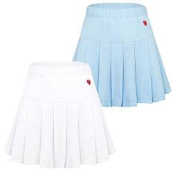 SEAUR Faltenrock Kinder Mädchen Schule Uniform Rock mit Shorts Sportrock Einfarbig Tennis Plissee Röcke Süß Baumwolle - 120-110/116 von SEAUR