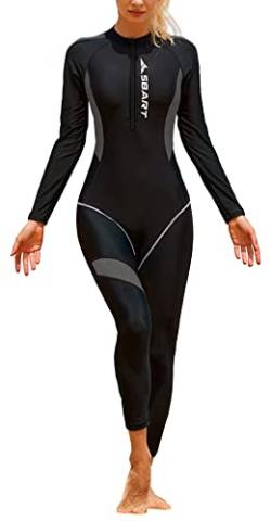 SEAUR Ganzkörper Badeanzug Damen UPF 50+ Rash Guard Lange Beine und Arme Schwimmanzug Slim Fit Sonnenschutz Reißverschluss Bademode Schwimmen Surfen - S von SEAUR