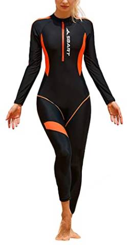 SEAUR Ganzkörper Badeanzug Damen UPF 50+ Rash Guard Lange Beine und Arme Schwimmanzug Slim Fit Sonnenschutz Reißverschluss Bademode Schwimmen Surfen - S von SEAUR