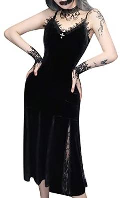 SEAUR Gothic Kleid Damen Minikleid Retro Vintage Steampunk Rock Bodycon Kleider Karneval Party Club Wear Cosplay Kostüm Fasching - L von SEAUR