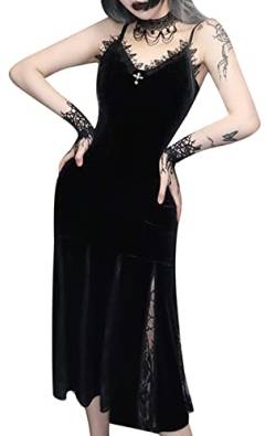 SEAUR Gothic Kleid Damen Minikleid Retro Vintage Steampunk Rock Bodycon Kleider Karneval Party Club Wear Cosplay Kostüm Fasching - M von SEAUR