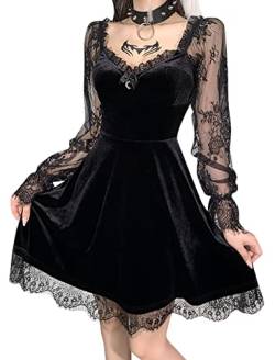 SEAUR Gothic Kleid Damen Minikleid Retro Vintage Steampunk Rock Kleider Karneval Party Club Wear Cosplay Kostüm Fasching - L von SEAUR
