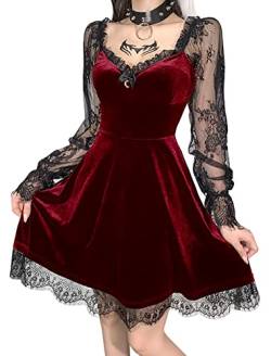 SEAUR Gothic Kleid Damen Minikleid Retro Vintage Steampunk Rock Kleider Karneval Party Club Wear Cosplay Kostüm Fasching - XL von SEAUR