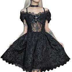 SEAUR Gothic Kleid Damen Minikleid Retro Vintage Steampunk Rock Sommer Kleider Karneval Party Club Wear Cosplay Kostüm Fasching - L von SEAUR