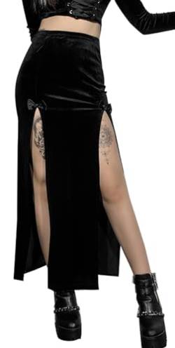 SEAUR Gothic Rock Damen Schwarz Kurz Punk Minirock Steampunk Skirt Cosplay Party Club Wear High Waist A Linie Spitze Faltenrock - S von SEAUR