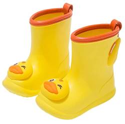 SEAUR Gummistiefel Jungen Mädchen Regenstiefel 1-7 Jahre 3D Ente Muster Kinder Regenschuhe Federleicht 360 Grad Biegung Gummistiefel 21-31 EU, 29EU von SEAUR