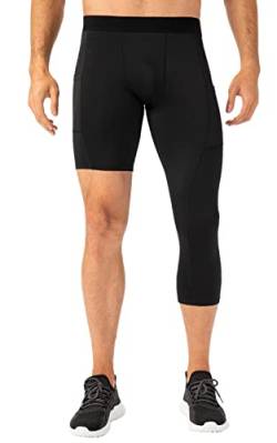 SEAUR Herren Kompressionshose 3/4 Sport Leggings Eng Laufhosen Männer Fitness Atmungsaktiv Schnell Trocknend Funktionsunterhose für Basketball Joggen Yoga 4 Farben S - 2XL von SEAUR