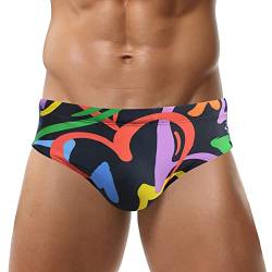 SEAUR Herren Slip Badehose Kurz Eng Badeslips Jungen Schwimmhose Schnell Trocknend mit Abnehmbar Pad Classic Swimming Swim Briefs Strand Pool - L（EU M von SEAUR