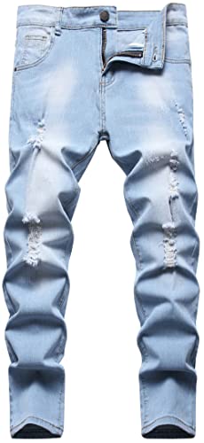 SEAUR Jeans Jungen 6-16 Jahre Slim Fit Skinny Jeans Hose Blau Stretch Cargo Chino Lange Jeanshose Sommer Winter Freizeithose - 12 Jahre von SEAUR