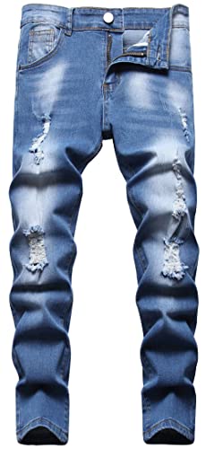 SEAUR Jeans Jungen 6-16 Jahre Slim Fit Skinny Jeans Hose Blau Stretch Cargo Chino Lange Jeanshose Sommer Winter Freizeithose - 12 Jahre von SEAUR