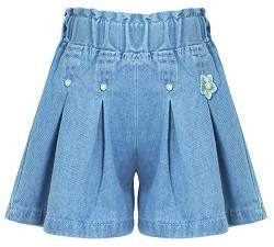 SEAUR Jeans Shorts Kinder Mädchen Sommer Locker Freizeit Shorts Elastische Taille Kurze Hose Süßes Jeanshose Atmungsaktiv Casual Hotpants - 134/140 von SEAUR