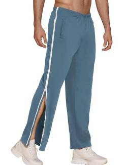 SEAUR Jogginghose Herren Sporthose Mit Seitlichem Reißverschluss Freizeithose locker lässig für Alltagskleidung Blau XXL von SEAUR