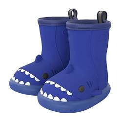 SEAUR Kinder Gummistiefel Mädchen Jungen Regenstiefel 3D Hai Muster Federleicht Regenschuhe für Kleinkind 1-6 Jahre 22-31 EU - 22 EU von SEAUR