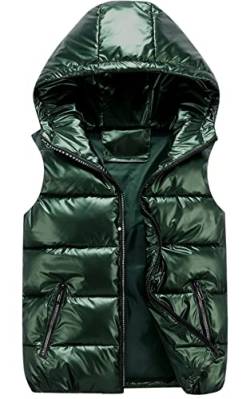 SEAUR Kinder Kapuzen Weste Winter Daunenweste Jungen Mädchen Outdoor Winddicht Leicht Pufferweste Grün - 130-140 von SEAUR