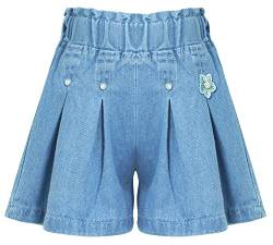 SEAUR Kinder Mädchen Jeans Shorts Locker Elastische Taille Sommer Shorts Atmungsaktiv Freizeit Kurze Jeanshose Hose Süßes Casual Hotpants - 122/128 von SEAUR