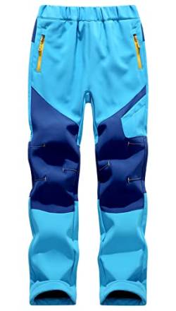 SEAUR Kinder Schneehose Jungen Mädchen Softshellhose Gefüttert Schneehose Warm Thermohose Winter Wanderhose Outdoorhose Trekkinghose Wasserdicht Winddicht Skihose - Himmelblau - XXL von SEAUR