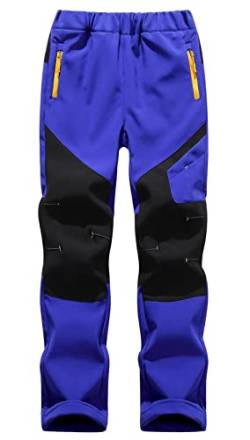 SEAUR Kinder Softshellhose Gefüttert Wanderhose Winter Warm Thermohose Jungen Mädchen Outdoorhose Trekkinghose Wasserdicht Winddicht Schneehose Skihose - Königsblau - XS von SEAUR