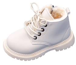 SEAUR Kinder Stiefeletten Jungen Mädchen Boots mit Reißverschluss Rutschfeste Winter Stiefel für Kleinkinder Kinder Weiß 2 30 von SEAUR