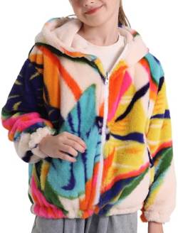 SEAUR Kuscheljacke Mädchen Flauschig Teddy-Fleece Hoodie Jacke Kinder Kuschelig Plüsch Supersoft Mantel Pullover Cartoon Tier Muster - 150(130-150CM) von SEAUR