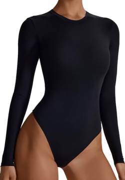 SEAUR Leotard Damen Langarm Body Sport Yoga Ballet Bodysuit Stretch Rundhals Elegant Sexy Bodys - M von SEAUR