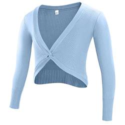 SEAUR Mädchen Ballett Wickeljacke Kinder Ballett Strickjacke mit Guter Elastizität Langarm Ballettjacke für Tanz Gymnastik Sport Blau 1 L von SEAUR