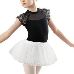 SEAUR Mädchen Ballettkleid Balletttrikot Spitze Baumwolle Kurzarm Ballettkleidung mit Chiffon Rock Kinder Ballettanzug - 170(150-160cm) von SEAUR