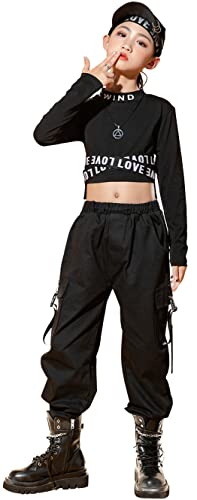 SEAUR Mädchen Hip Hop Kleidung Street Dance Outfit Jazz Trainingsanzug Tank Top + Cargo Hose Streetwear Dancewear für 110-170cm - 140 von SEAUR