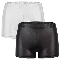 SEAUR Mädchen Shorts Metallic Glänzend Turnshorts Kinder Tanzshorts Ballett Gymnastik Tanz Yoga Sportshorts Hot Pants - 9-10 Jahre von SEAUR