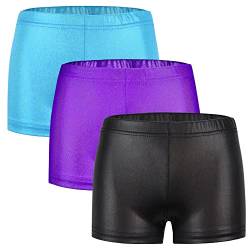 SEAUR Mädchen Shorts Tanz Gymnastik Yoga Sportshorts Kinder Turnshorts Tanzshorts Metallic Glänzend Hot Pants - 7-8 Jahre von SEAUR