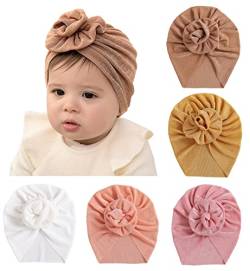 SEAUR Neugeborene Baby Mütze Baumwolle Turban Newborn 0-12 Monate Weich Stretch Turbanmützen Beanie Hut Shooting Stirnband Babymütze - 5 Stück R von SEAUR