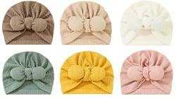 SEAUR Neugeborene Mütze Turban Baby Mädchen Jungen 0-12 Monate Newborn Beanie Hut Baumwolle Weich Stretch Turbanmützen Babymütze Stirnband - 6 Stück G von SEAUR