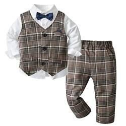 SEAUR Page Boy Outfits Kinderkleidung Sets für Fotoshootings Leistung Baby Jungen Anzüge mit Hemd Weste Hose Fliege Farbe 5 5-6 Jahre (130cm) von SEAUR