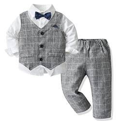 SEAUR Page Boy Outfits Kinderkleidung Sets für Fotoshootings Leistung Baby Jungen Anzüge mit Hemd Weste Hose Fliege Farbe 6 18-24 Monate (90cm) von SEAUR