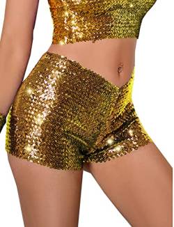 SEAUR Pailletten Shorts Damen Tanz High Elastic Tanzshorts Glitzer Hot Pants für Club Bar Party - M von SEAUR