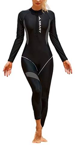 SEAUR Rash Guard Damen Lang UPF 50+ Ganzkörper Badeanzug Slim Fit Reißverschluss Schwimmanzug Sonnenschutz Bademode Schwimmen Surfen - L von SEAUR