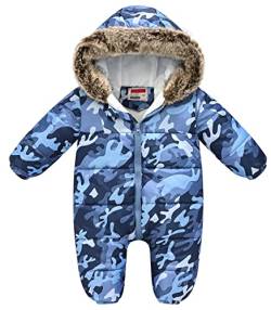 SEAUR Schneeanzug Baby Mädchen Jungen Overall Winter Höhe 60-110cm Neugeborene Strampler Dick mit Kapuze - 9-12 Monate - Gr.90 von SEAUR