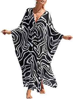 SEAUR Strandkleid Damen Kaftan Lange Strandponcho Sommer Strand Boho Maxikleid Kimono Bikini Cover Ups Pareos Leicht Dünn Tunika von SEAUR