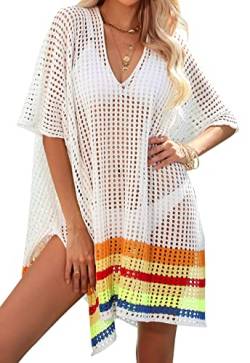 SEAUR Strandkleid Damen Lange Loch Strandponcho Sommer Strand Bikini Cover Up Große Größen Netz Maxikleid Kimono Strandtunika Pareos von SEAUR