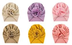 SEAUR Turban Neugeborene Baby Mütze Baumwolle Weich Stretch Beanie Hut Mädchen Jungen 0-12 Monate Newborn Turbanmützen Stirnband Babymütze - 6 Stück B von SEAUR