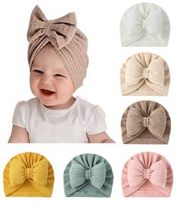 SEAUR Turban Neugeborene Baby Mütze Baumwolle Weich Stretch Beanie Hut Mädchen Jungen 0-12 Monate Newborn Turbanmützen Stirnband Babymütze - 6 Stück H von SEAUR