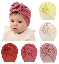 SEAUR Turbanmützen Baby Mädchen 0-12 Monate Neugeborene Turban Mütze Weich Stretch Beanie Hut Newborn Stirnband Shooting Babymütze - 5 Stück Q von SEAUR