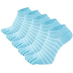 SEAUR Zehensocken Damen Baumwolle Fünf Finger Socken Blau Sneaker Socken Kurz Socken Atmungsaktiv Laufsocken Sportsocken 5 Paar 36-42 von SEAUR